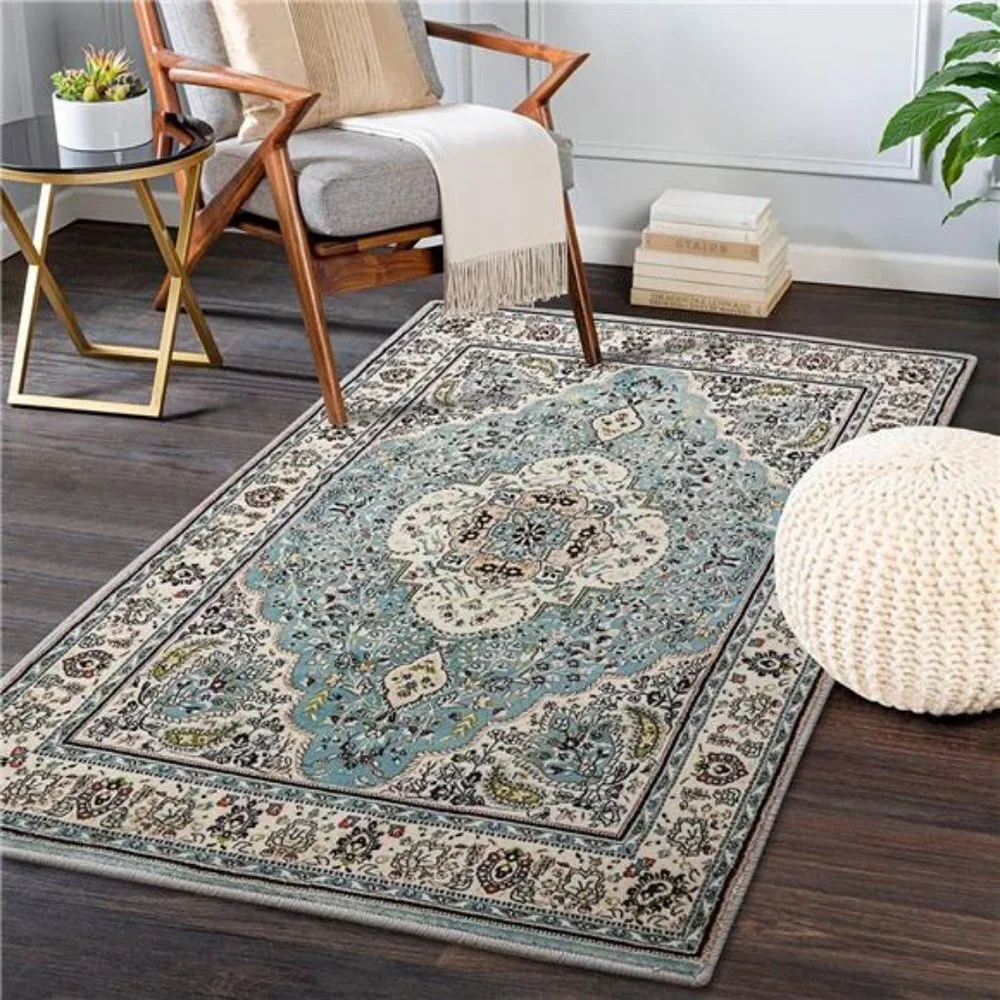 Persian Floral Medallion Area Rug - 3x5 Entry Throw Rug Turkish Indoor Rug - Picture 3 of 6
